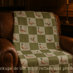 Woven Blanket, Mallard Duck Dad Gift, Earth Tone Checkered Blanket for Him, Unique Guy Present, Flight Standing Ducks Decor, Father's Day